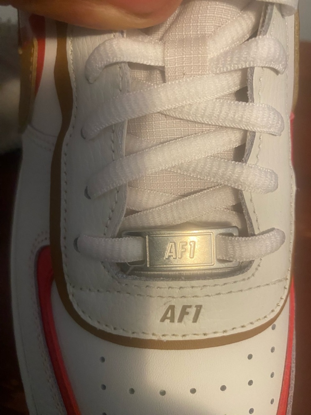 Nike Low-Top Sneakers — White, Red & Brown Accents Women AF1 Shadow Nike Air 1 - Picture 10 of 11